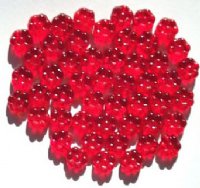 50 8mm Transparent Red Flower Beads